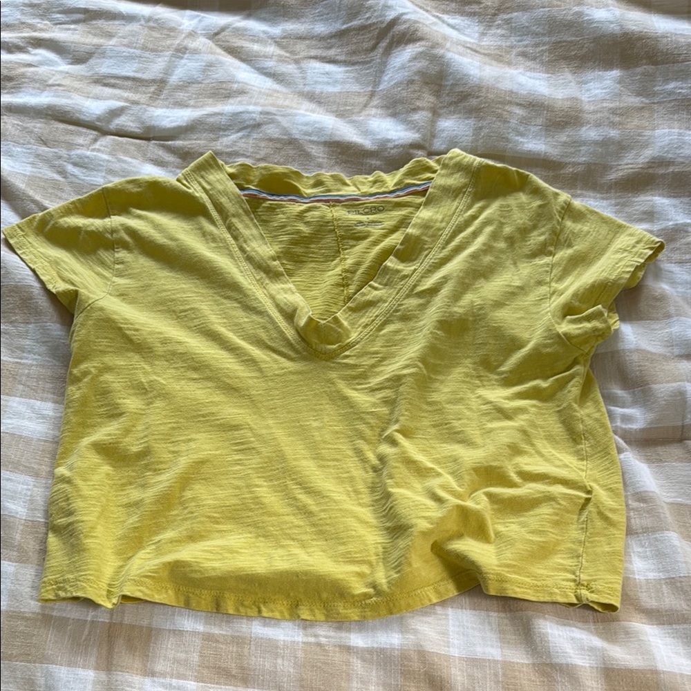 ANTHROPOLOGIE- Pilcro Yellow V-Neck Short Sleeve Tee